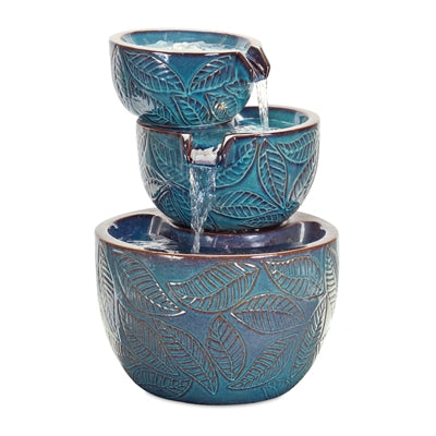 3 Tier Bowl Leaves Fountain 16.25"D x 22.5"H