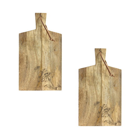 Mango Wood Cutting Boards with Etched Design (Set of 2)