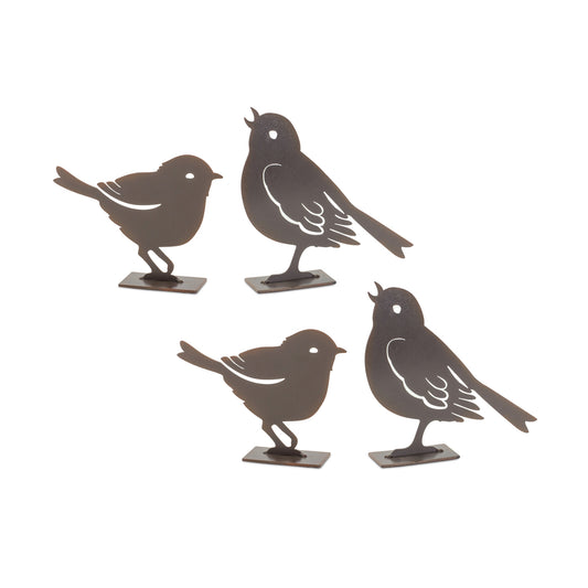 Metal Cut Out  Bird Figurines (Set of 4)