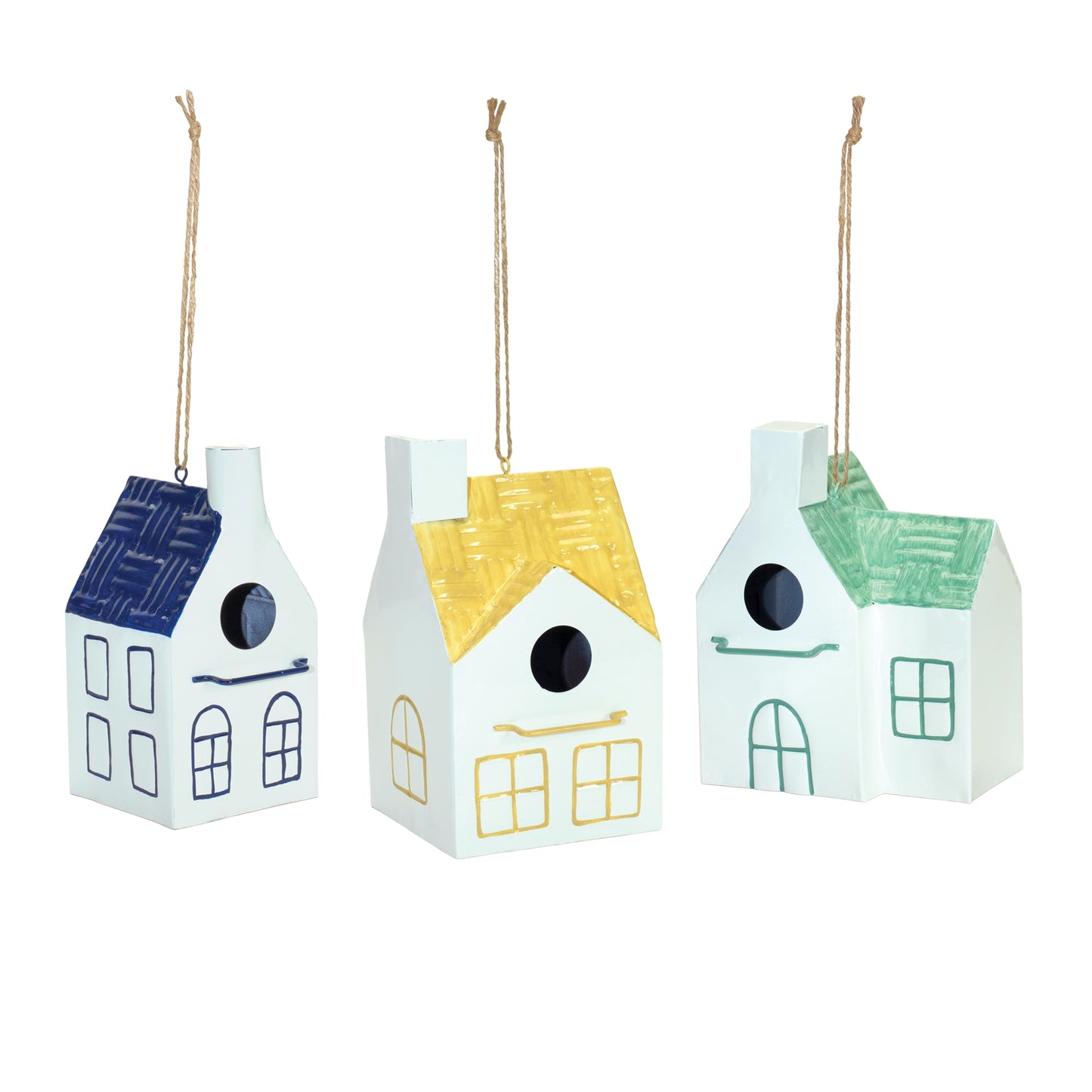 Hanging Ceramic Bird Houses (Set of 3)