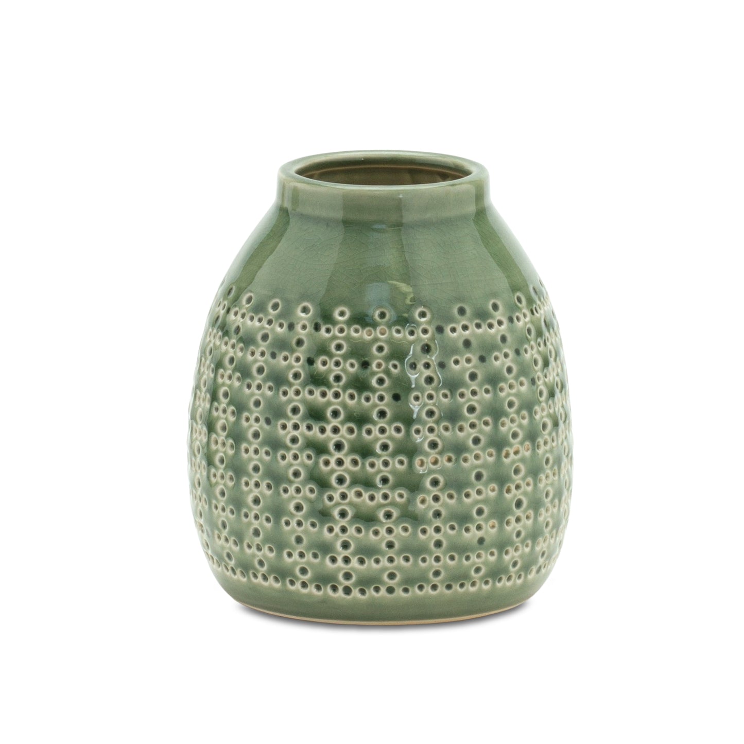 Glazed Terra Cotta Vase 7.25"H