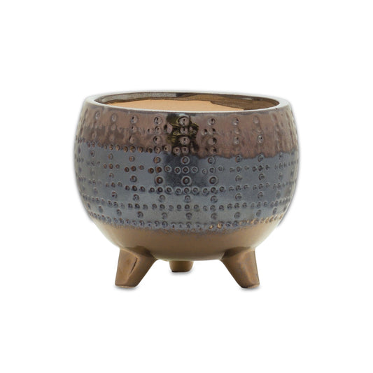 Ceramic 3-Leg Planter- Pewter Color 5.25"H