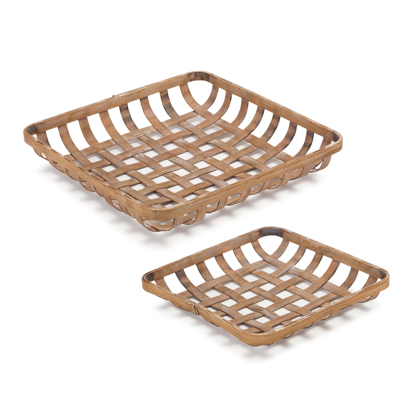 Square Bamboo Basket Trays (Set of 2)