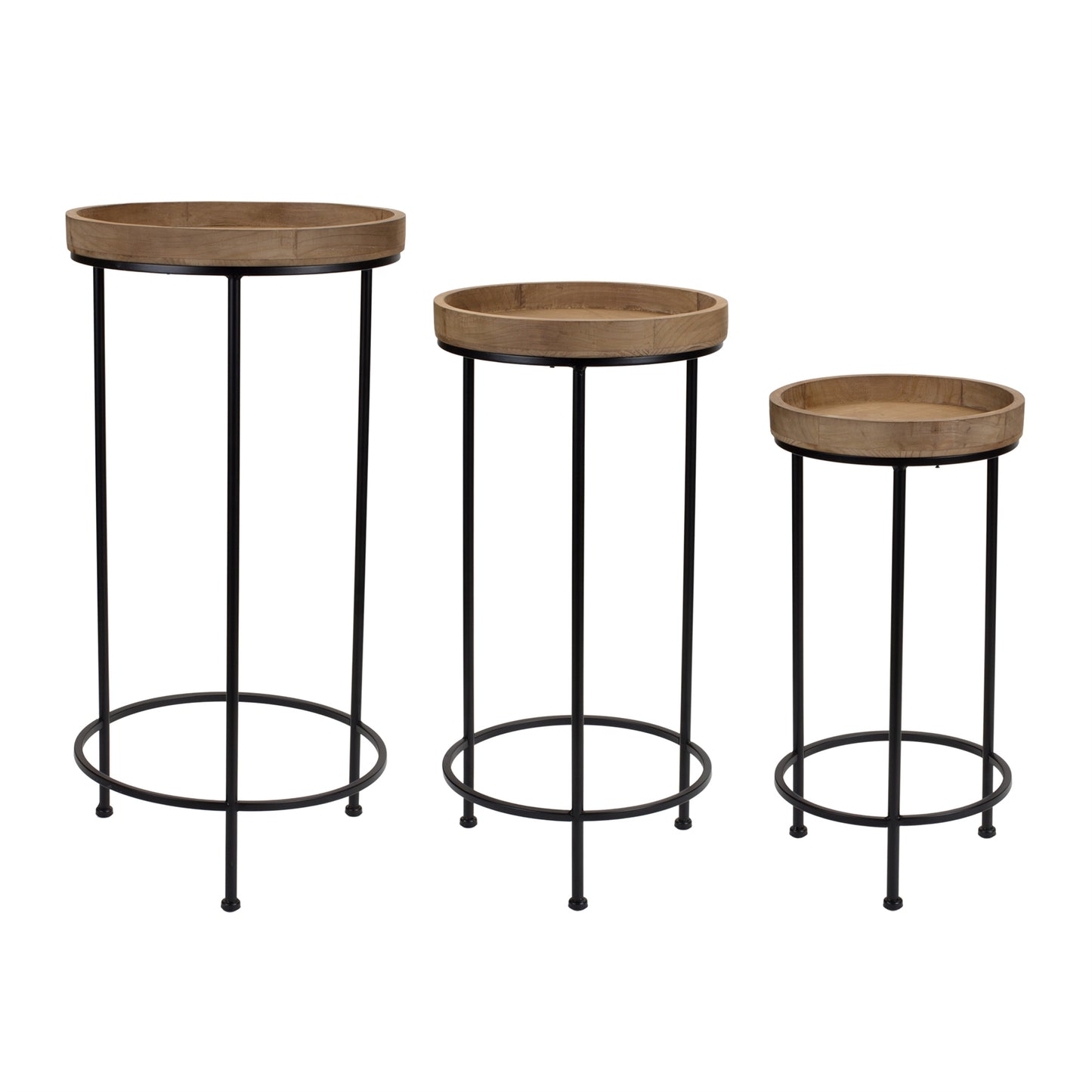 Wood/Iron Plant Stands (Set of 3)