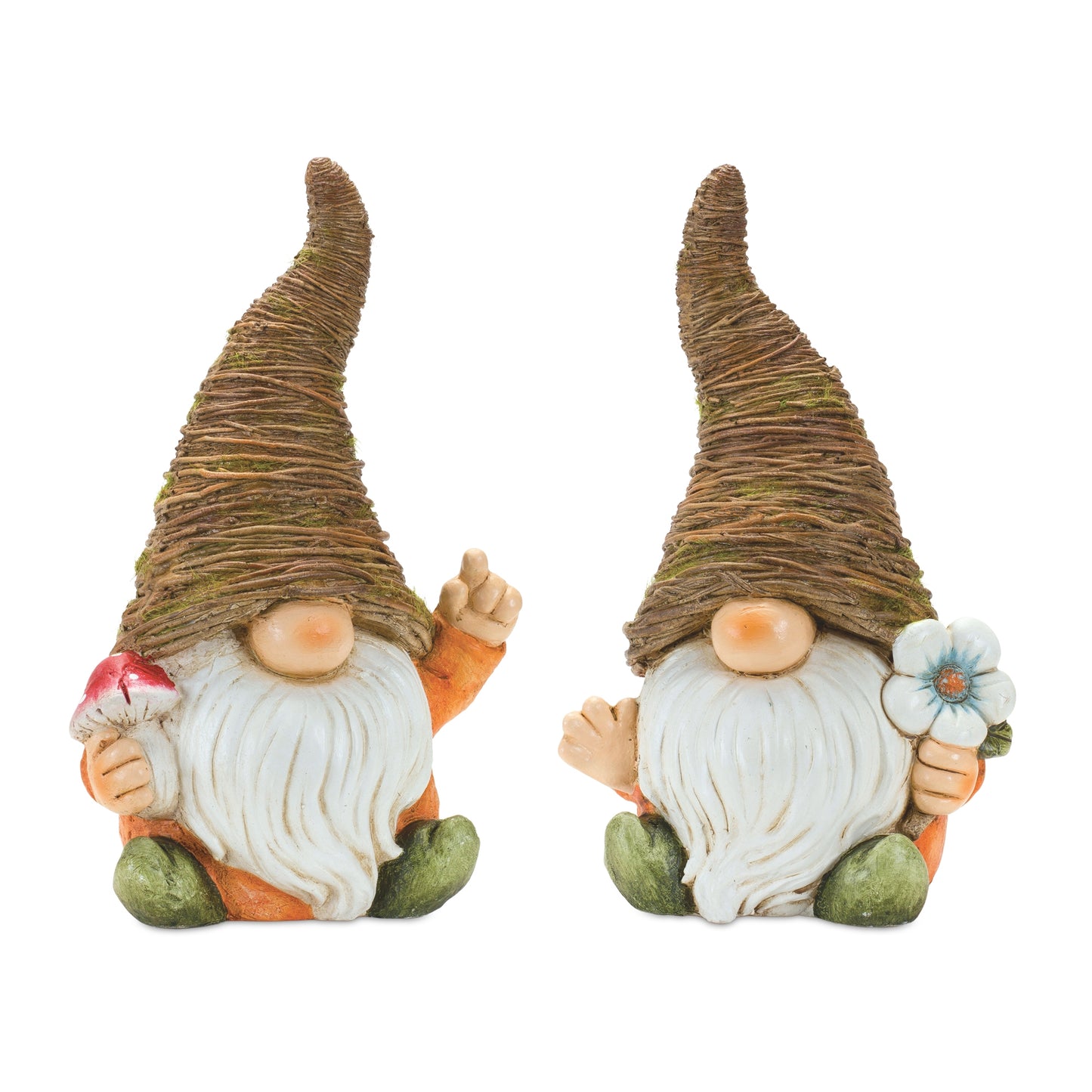 Garden Gnomes with Mushroom and Flowers (Set of 2)