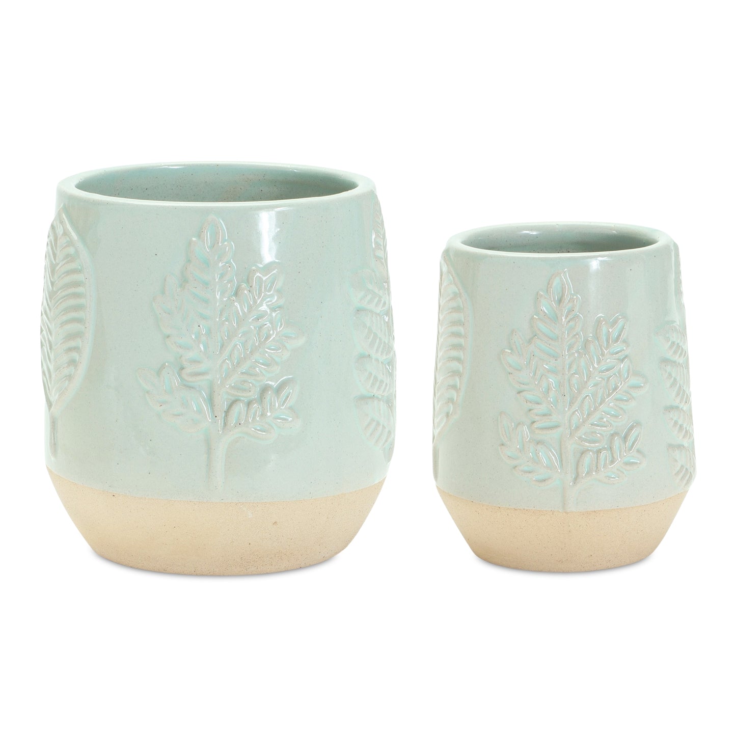 Porcelain Planters with Leaf Design (Set of 2)