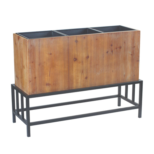 Triple Planter on Stand Iron/Wood