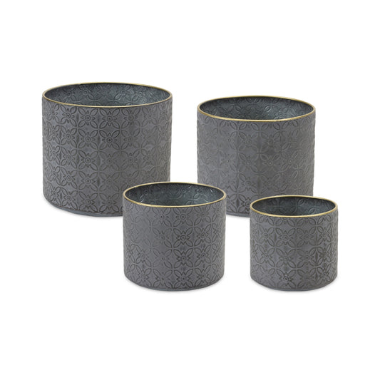 Ornate Geometric Metal Planters (Set of 4)