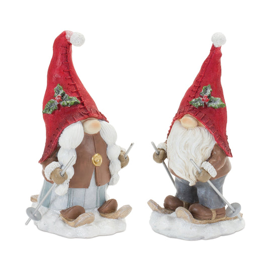Winter Gnome on Skis Figurine (Set of 4)