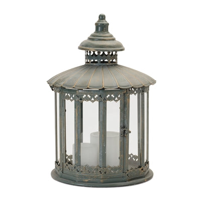 Round Metal Ornate Lantern/Terrarium  20"H