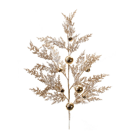 Flocked Sleigh Bell Pine Spray (Set of 2)