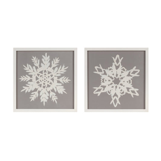 Framed Paper Mache Snowflake Plaque (Set of 2)