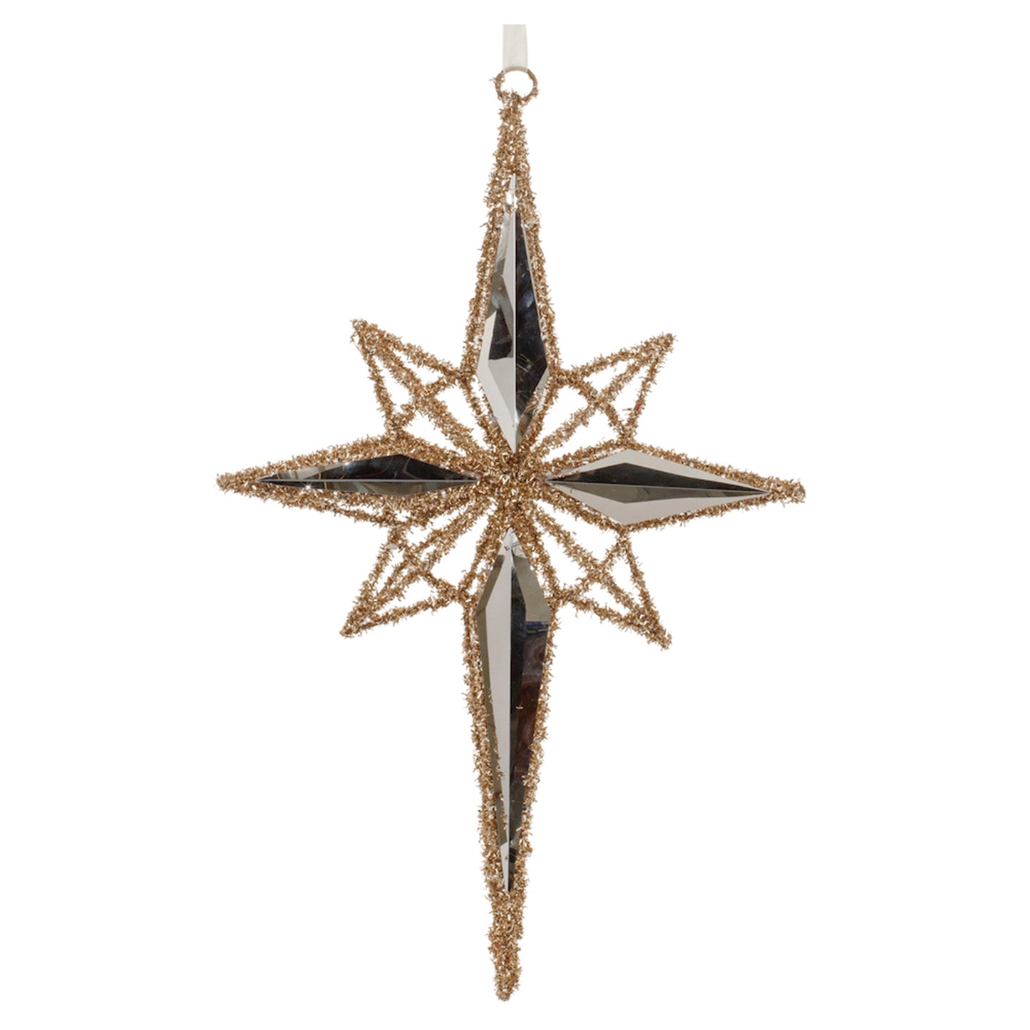 Gold Tinsel Star Statement Ornament 19.5"H
