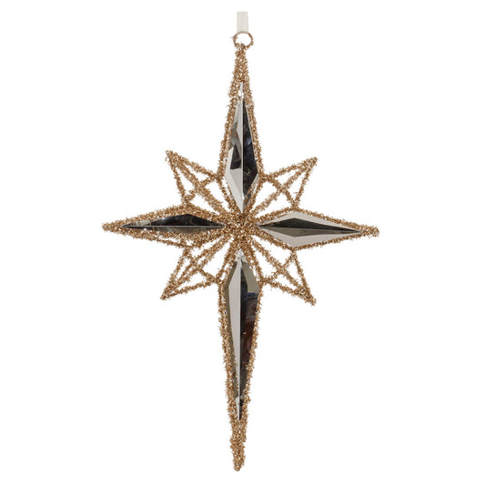 Gold Tinsel Star Statement Ornament 19.5"H