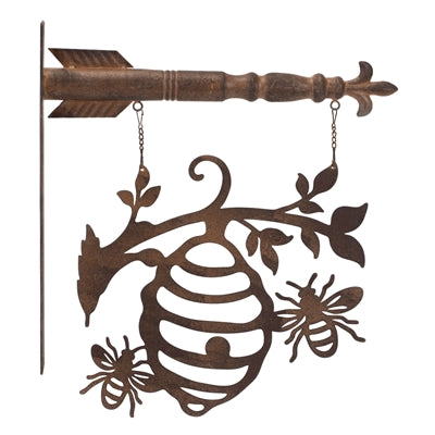 Metal Bee Hive Sign 15"H