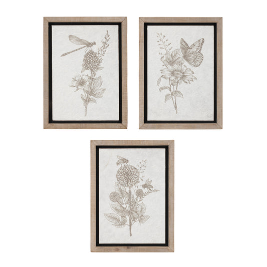 Framed Floral Insect Print (Set of 3)
