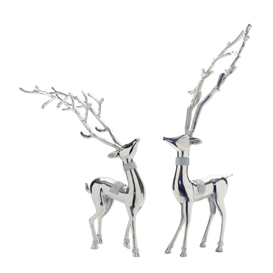 Metal Deer Statue (Set of 2)