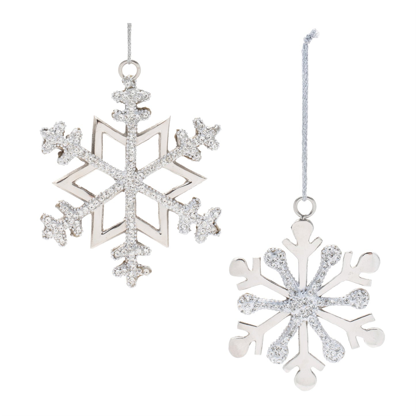 Jeweled Metal Snowflake Ornament (Set of 2)