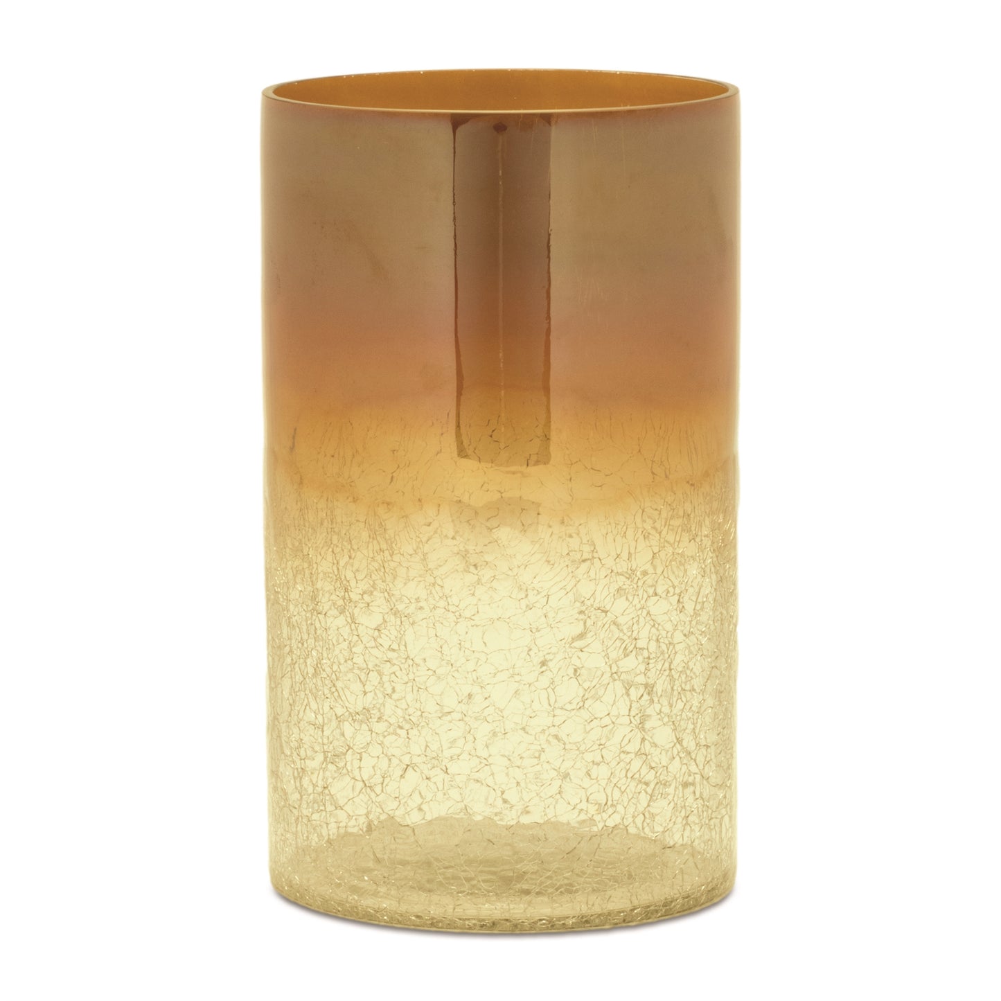 Gold Ombre Crackle Glass Candle Holders (Set of 2)