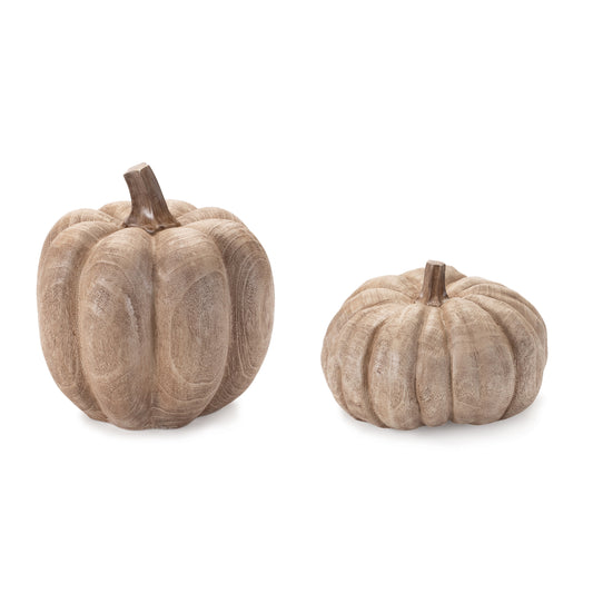 Wood Grain Design Pumpkin Decor (Set of 2)