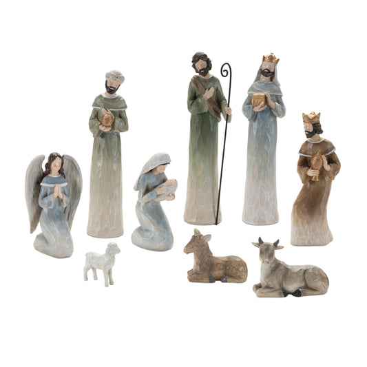 Modern Holiday Nativity Figurines (Set of 9)