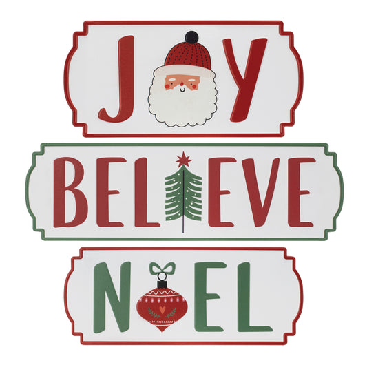 Metal Holiday Sentiment Plaque (Set of 3)