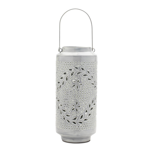 Punched Metal Candle Lantern 15.5"H