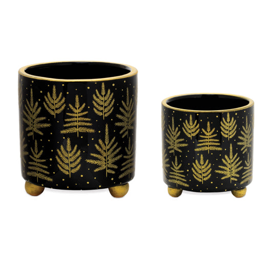 Footed Pine Tree Planter (Set of 2)