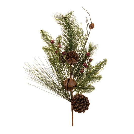 Pine and Sleigh Bell Spray (Set of 2)
