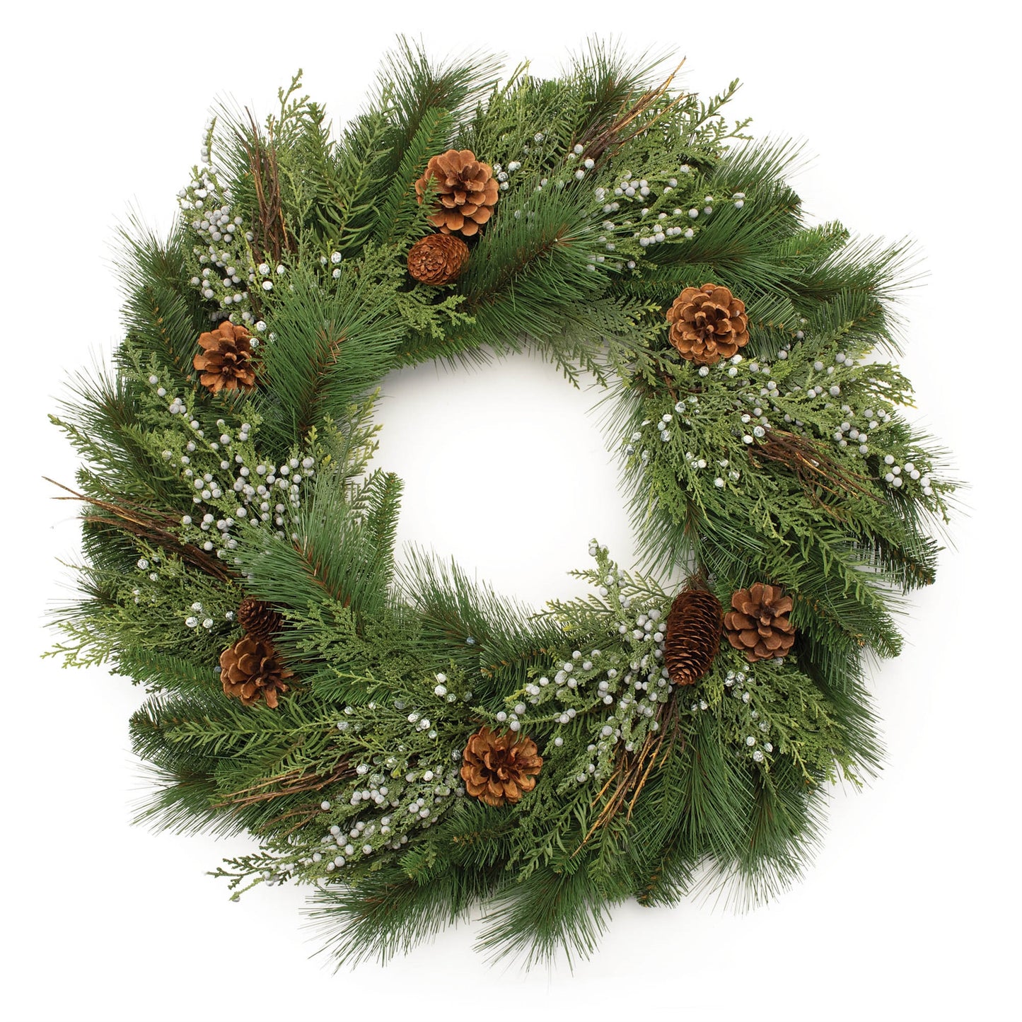 Mixed Pine Juniper and Pincone Wreath 30"D- out of stock