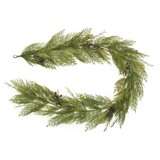 Cedar and Mini Pinecone Garland 6'L