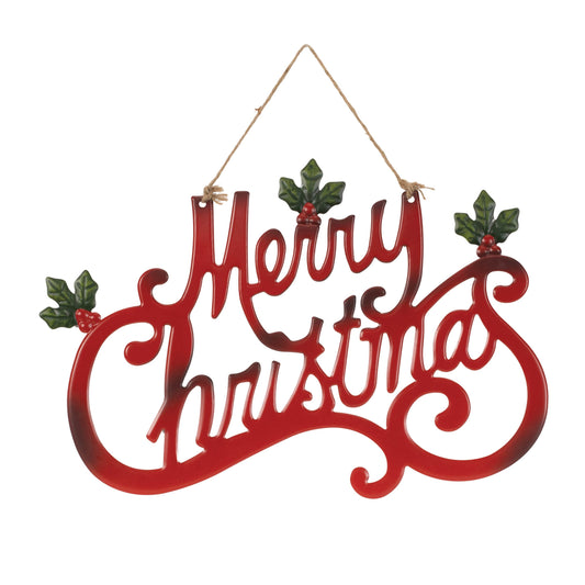 Cut Metal Merry Christmas Sign 19"L