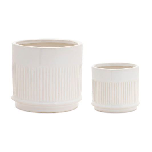 Ribbed Ceramic Planter (Set of 2)