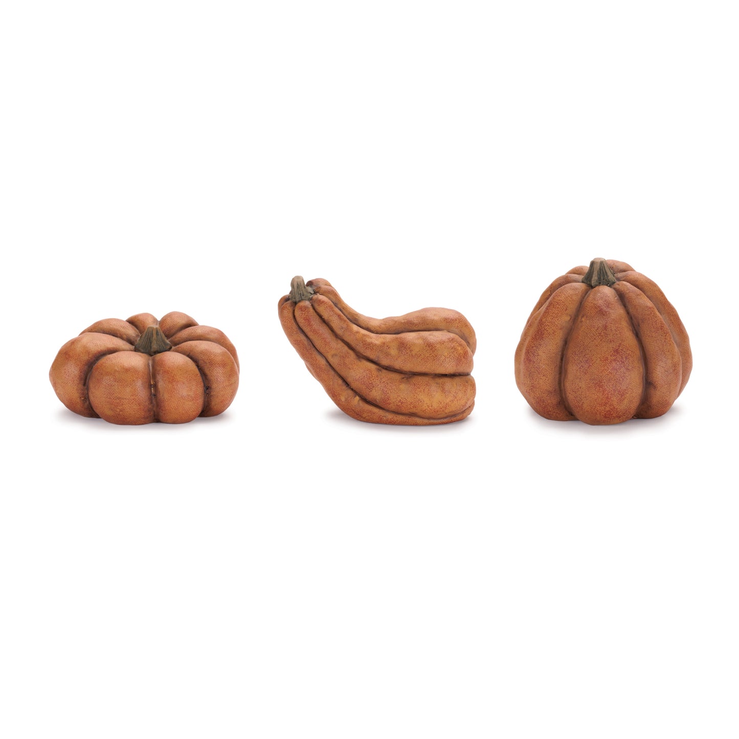 Pumpkin (Set of 3) 3"H, 4.25"H, 4.5"H Terra Cotta
