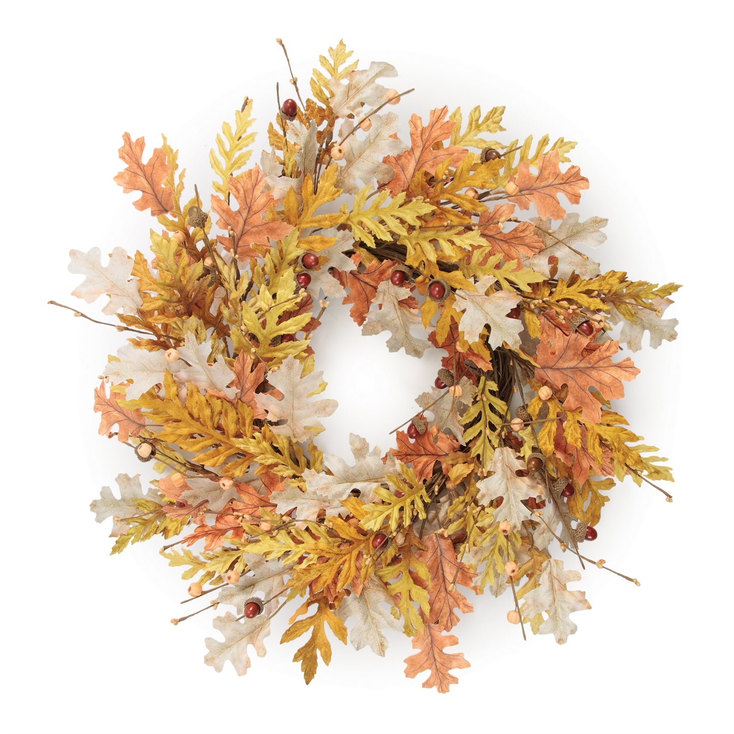 Oak Leaf Wreath 24"D Polyester/Twig