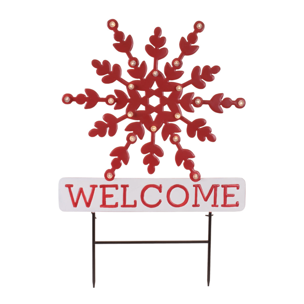 LED Metal Snowflake Welcome Stake 9.5"L x 28"H