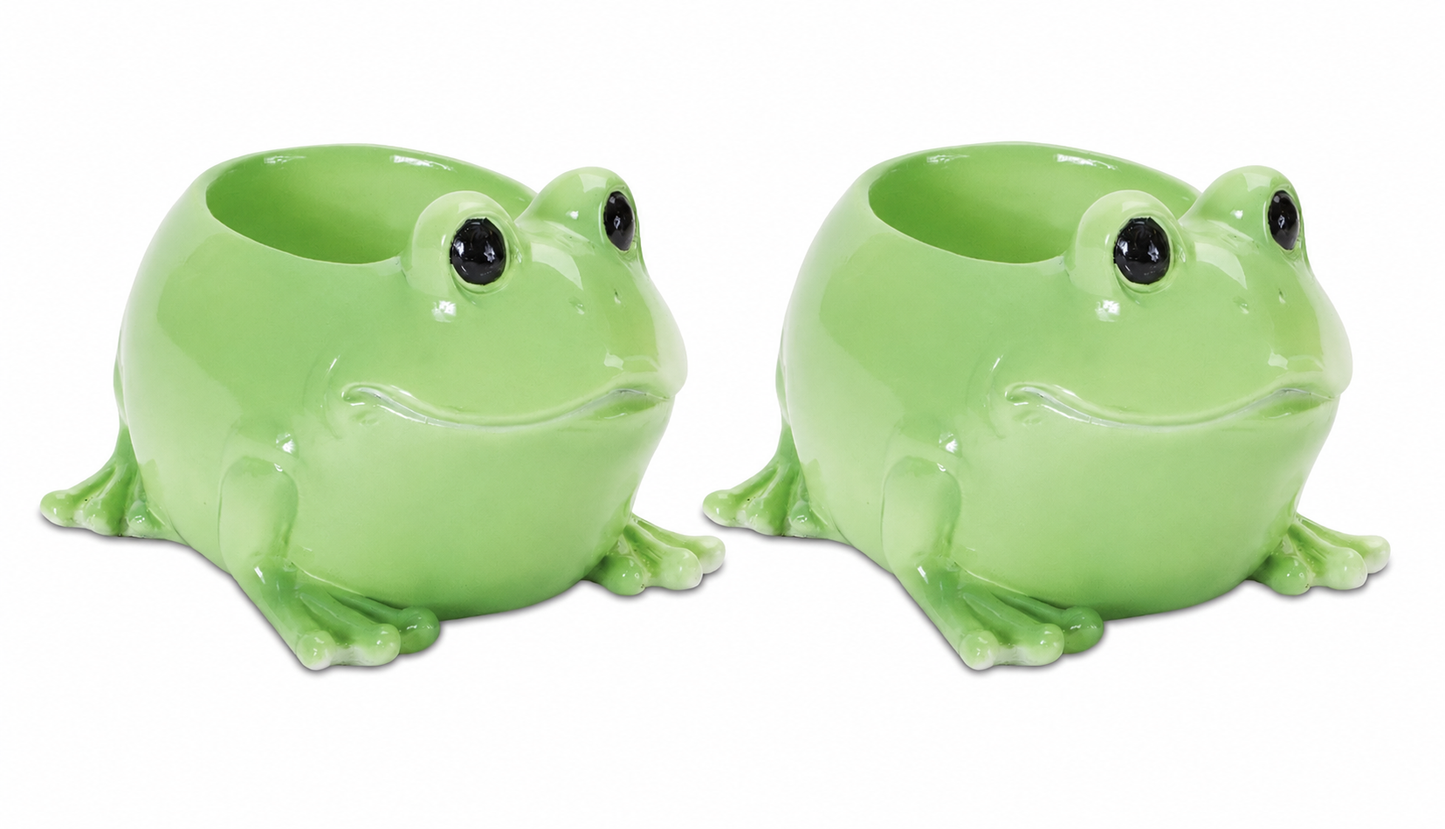 Mini Frog Planters (Set of 2) 5 x 4 x 3.5"