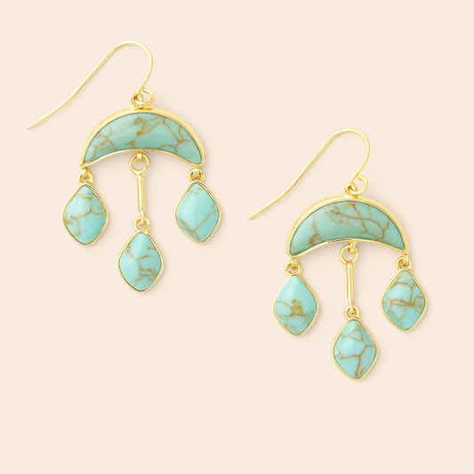 Stone Crescent Drop Earring - Turquoise/Gold