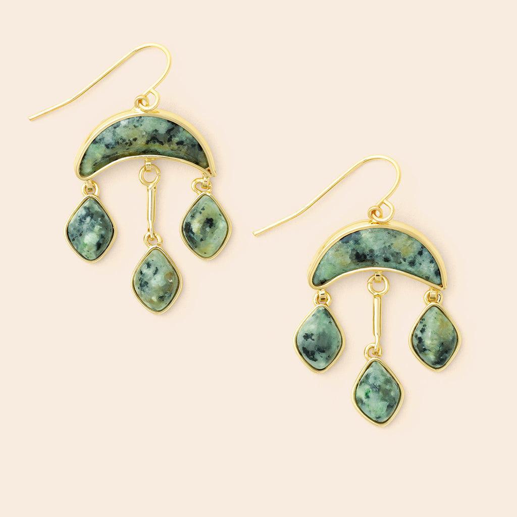 Stone Crescent Drop Earring - African Turq