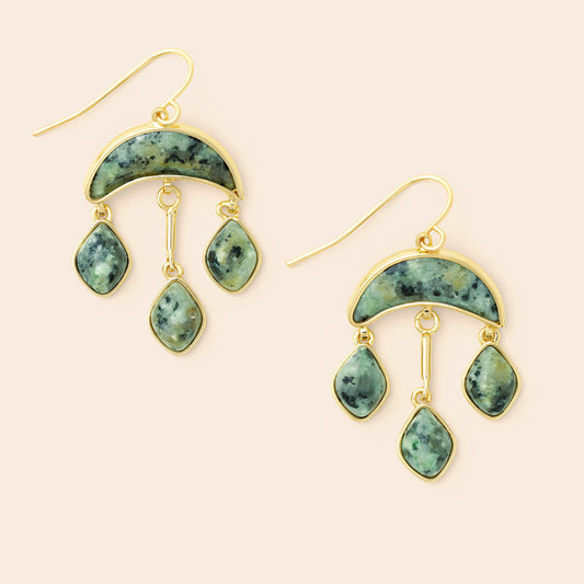 Stone Crescent Drop Earring - African Turq