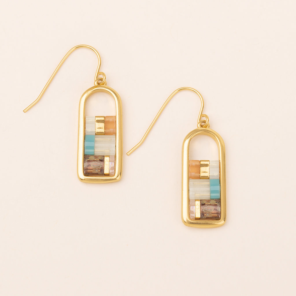 Good Karma Miyuki Frame Earring - Mint/Peach/Gold