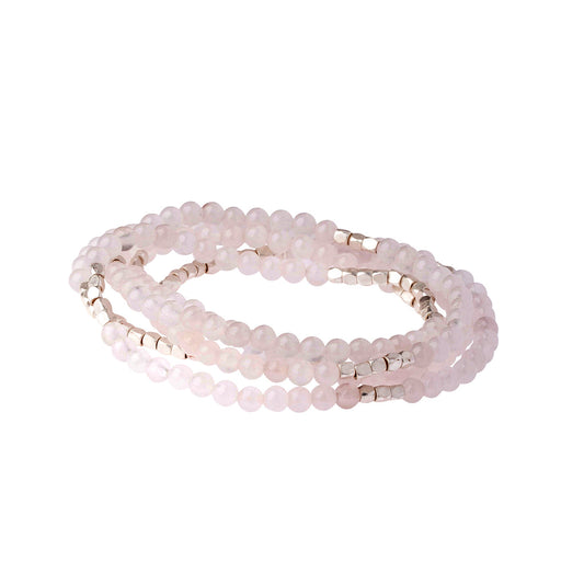 Stone Wrap Necklace/Bracelet- Rose Quartz