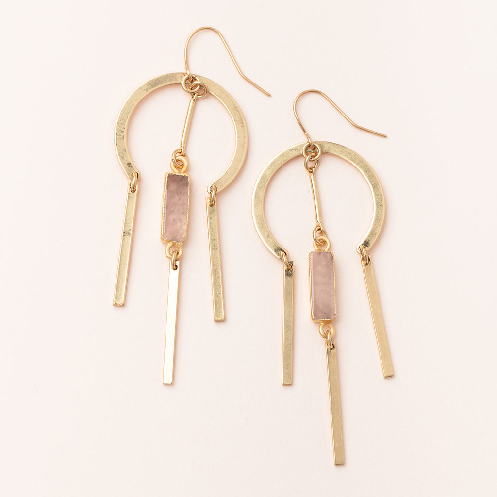 Dream Stone Earring - Rose Quartz/Gold