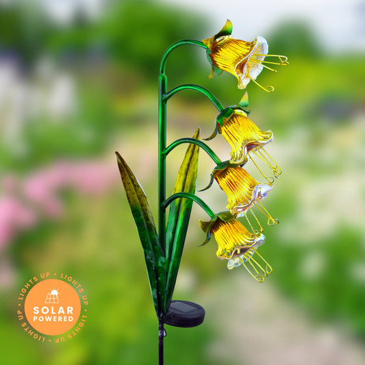 Yellow Glass Bluebell Solar Stake