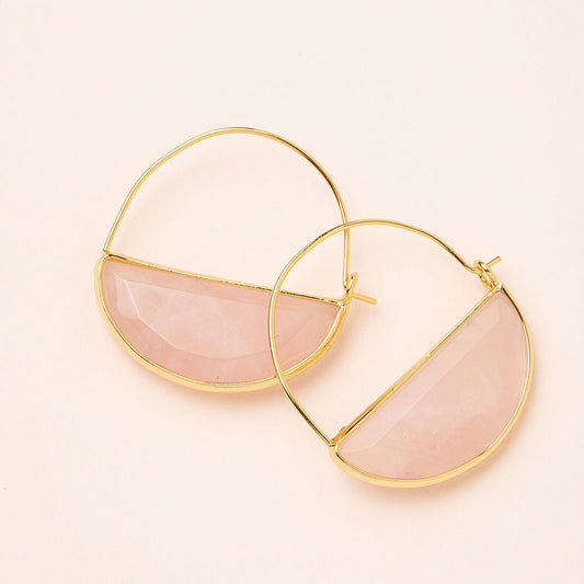 Stone Prism Earrings Rose Quartz- Gold