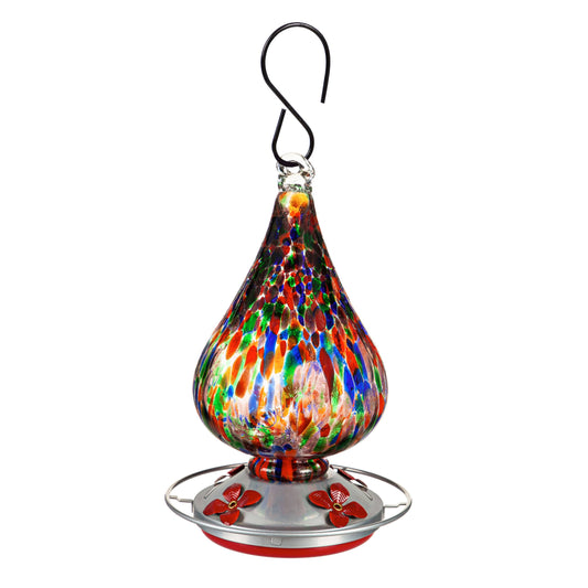 Art Glass Hummingbird Feeder- Multi