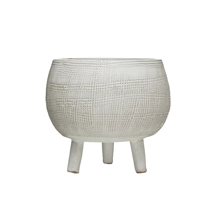 Footed Terracotta Planter- Wht