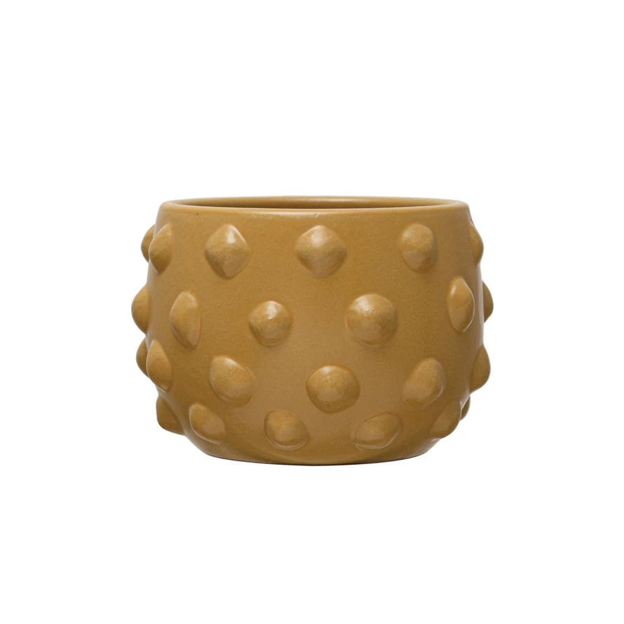 Terracotta Planter Raised Dots- Yellow