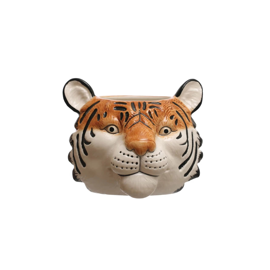 Tiger Head Ceramic Planter