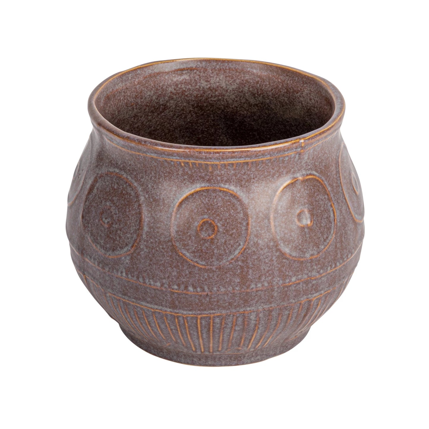 Debossed Pattern Pot- Plum Glaze